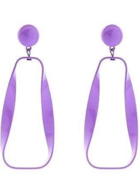 Womens Dangle Purple Hoop Stud Earrings